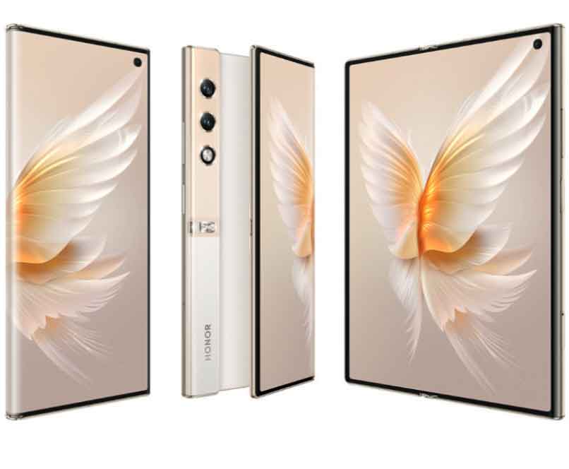 Honor V Purse, Outward foldable, Honor, Prototype device, Limited pre-sale, China, OLED panel, Snapdragon 778G, MagicOS 7.2, Android 13, 50MP main sensor, 12MP ultra-wide, 8MP front-facing camera, 4,500mAh battery, USB-C port, Always On Display, CNY 6,000, CNY 6,600, September 26, Smartphone, Mobile device, Display, Processor, Camera, Software, OS, Battery, Charging port, Screen styles, Pricing, Release date