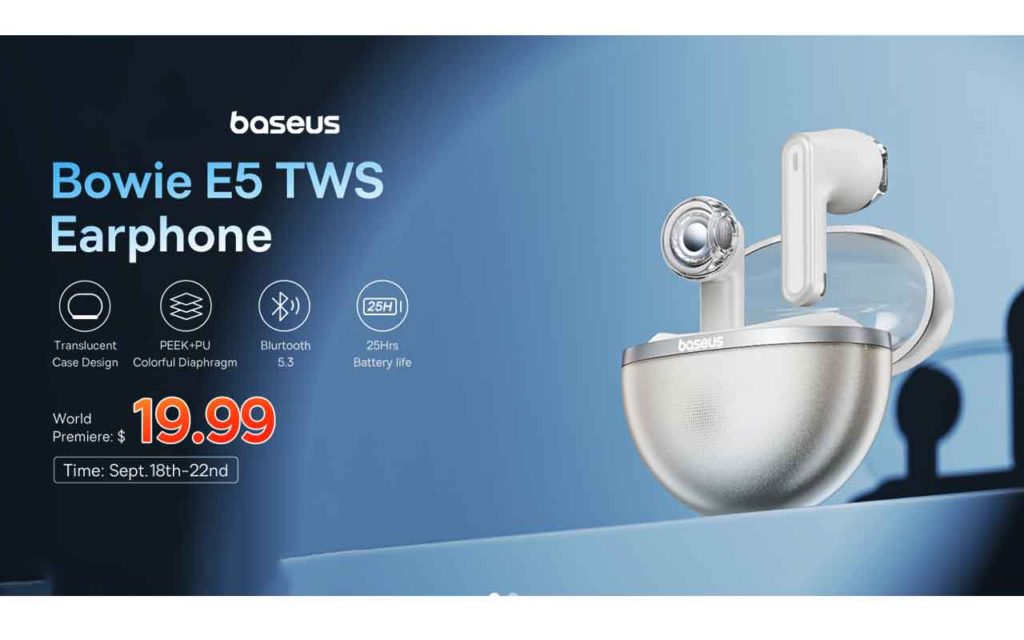 Baseus Bowie E5, Baseus Bowie E5 review, Baseus Bowie E5 specs, Baseus Bowie E5 features, Baseus Bowie E5 price, TWS, wireless earphones, earbuds, Bluetooth earbuds, Baseus, Baseus Bowie, best earbuds, wireless earbuds,