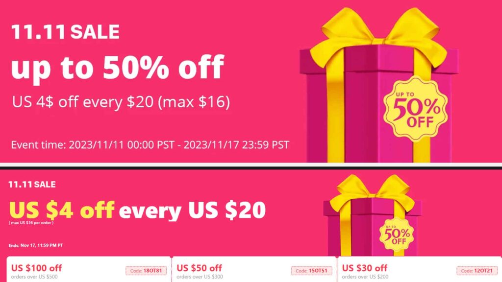 AliExpress 11.11 Sale, Black Friday pre sale, Black Friday 2023 deals